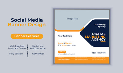Digital marketing agency social media post banner design vector template modern layout design