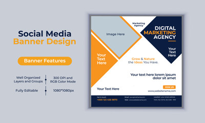 Digital marketing agency social media post banner design vector template modern layout design