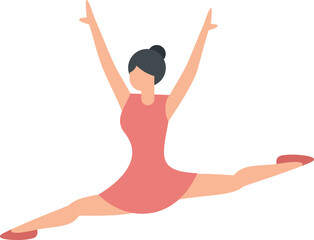 Ballerina jump icon flat vector. Ballet silhouette dance. Girl dancer isolated © anatolir