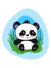 Vector illustration with cute cartoon baby panda. 
