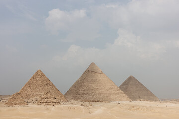 Obraz na płótnie Canvas The Pyramids of Giza. Egyptian Pyramids, an ancient wonder of the world