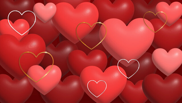 Valentine's day concept background with red hearts.