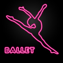 ballet neon sign, modern glowing banner design, colorful modern design trends on black background. Vector illustration. © Oleh