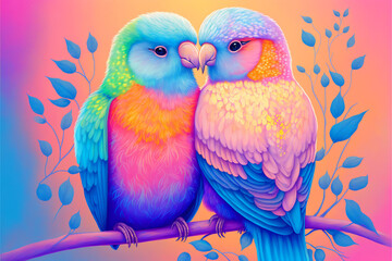 Colorful love bird, Generative Ai