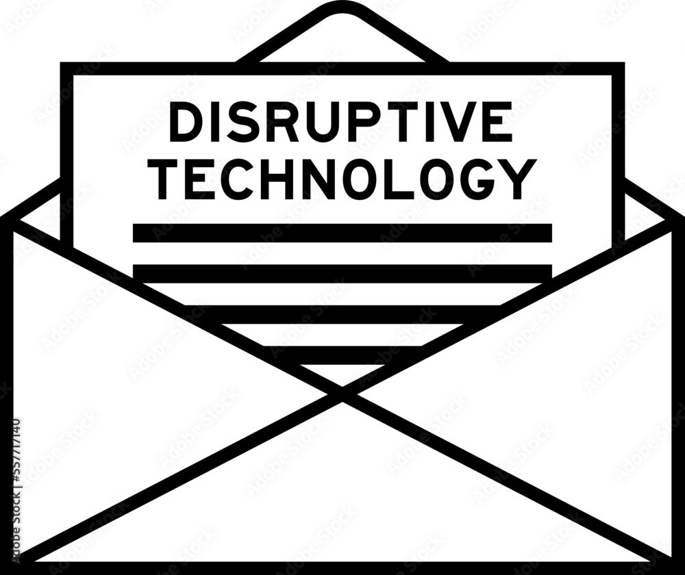 Sticker Envelope and letter sign with word disruptive technology as the headline