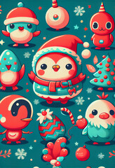 Naklejka premium Winter and Christmas pattern. Generative Ai