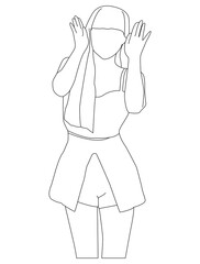 beautiful and charming kpop idol illustration on stage