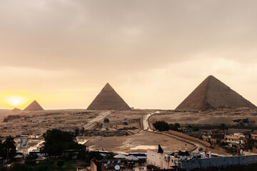 Obraz na płótnie Canvas The Pyramids of Giza. Egyptian Pyramids, an ancient wonder of the world
