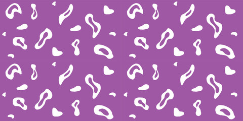 Abstract white shapes scattered on pink background. Seamless pattern vector art.