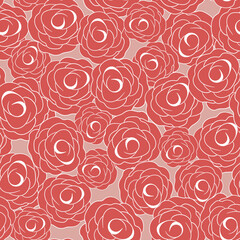 Spring colorful vector illustration with pink roses. Cartoon style. Design for fabric, textile, paper. Holiday print for Easter, Birthday, 8 March. Flowers with leaves