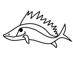 Obraz premium Sea Fish Doodle