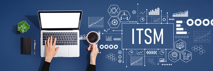 ITSM - Information Technology Service Management theme with person using a laptop computer