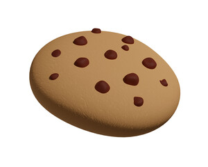 Cookies with chocolate isolated on white background. 3d rendering
