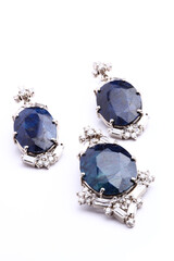 Indian style Semi-Precious Blue Gemstone Pendant and Earring set