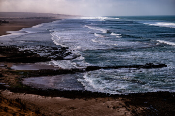 High tide and huge waves in the Atlantic Ocean, Morocco.