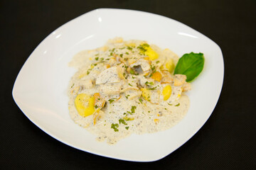 Italian pasta with cheese sauce. Traditional recipe from the city of Rome.