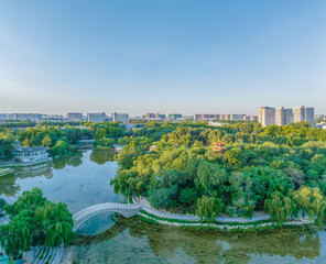 Fototapeta na wymiar Aerial photography of Yuxi Park, Qiaoxi District, Shijiazhuang City, Hebei Province, China