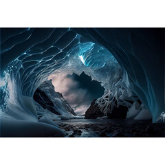 blue snow cave background