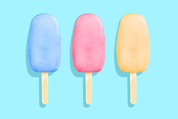 Homemade Colorful fruit ice cream popsicle. Summer concept