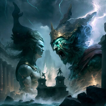 Gods come face to face Ai generative