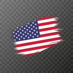 USA national flag. Grunge brush stroke. Vector illustration on transparent background.