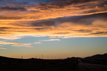 Naklejka na ściany i meble Sunset over desert in Arizona, USA