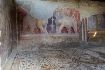 peintures murales, fresques Pompei, Baie de Naples, Italie
