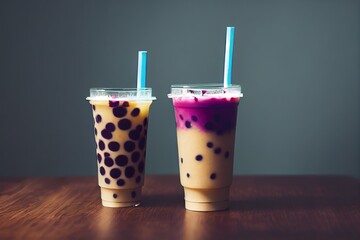 Two Cups of Boba Tea with Room for Copy  (Generative AI)
