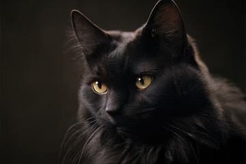 AI GENERATED ILLUSTRATION black cat portrait
