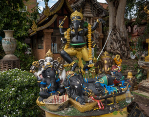 Thai traditional elephant statue at Wat Lok Moli