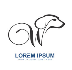 Dog Monogram Logo Initial Letter W