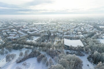 Winterlicher Nachmittag über Augsburg, rund um den Wittelsbacher Park und die...