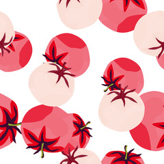 Seamless pattern with tomato. Organic vegetable wallpaper.