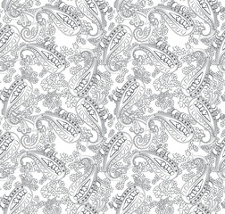 Fototapeta premium Abstract allover paisley line art luxury seamless pattern