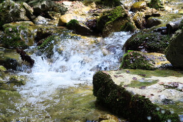 janosikove diery garden and hiking park in the woods with green forest, grey mountains, waterfalls and rivers with great views in slovakia