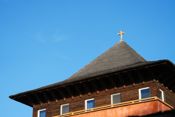 the old shingle roof of a Romanian church.