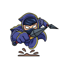 Ninja with kunai cartoon. Cartoon vector illustration isolated on premium vector