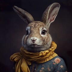 Rabbit in clothes, Easter bunny with pullover, Generative AI