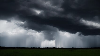 Obraz na płótnie Canvas Dark sky and dramatic black clouds before the rain.