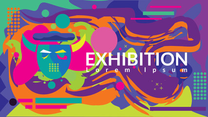 Art exhibition banner design template. vector illustration for art, music and sculpture poster.