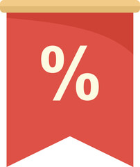 Percent sale flag icon. Flat illustration of Percent sale flag vector icon for web design isolated