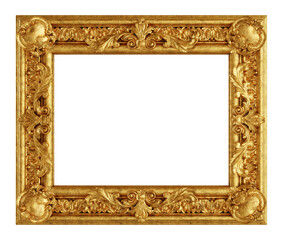 Isolated baroque gilded picture frame. 3D rendering