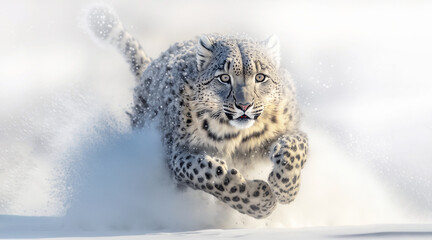 snow leopard - obrazy, fototapety, plakaty