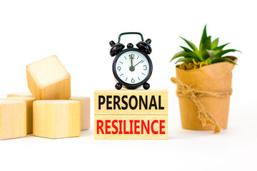 Personal resilience symbol. Concept word Personal resilience on wooden blocks. Beautiful white...