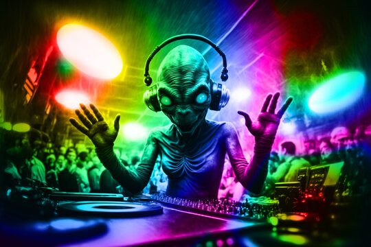 alien dj in action
