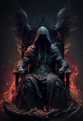 demon sitting on a throne - 557737943