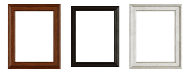 Isolated assorted 3:4 picture frames. 3D rendering