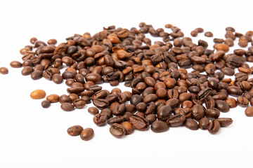 Coffee beans. Isolated on white background. Place for copy space. Place for text. MOCAP