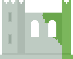 Ireland fortress icon flat vector. Dublin castle. Medieval tower landscape isolated