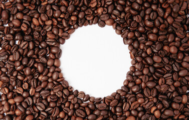 Coffee beans. Isolated on white background. Place for copy space. Place for text. MOCAP